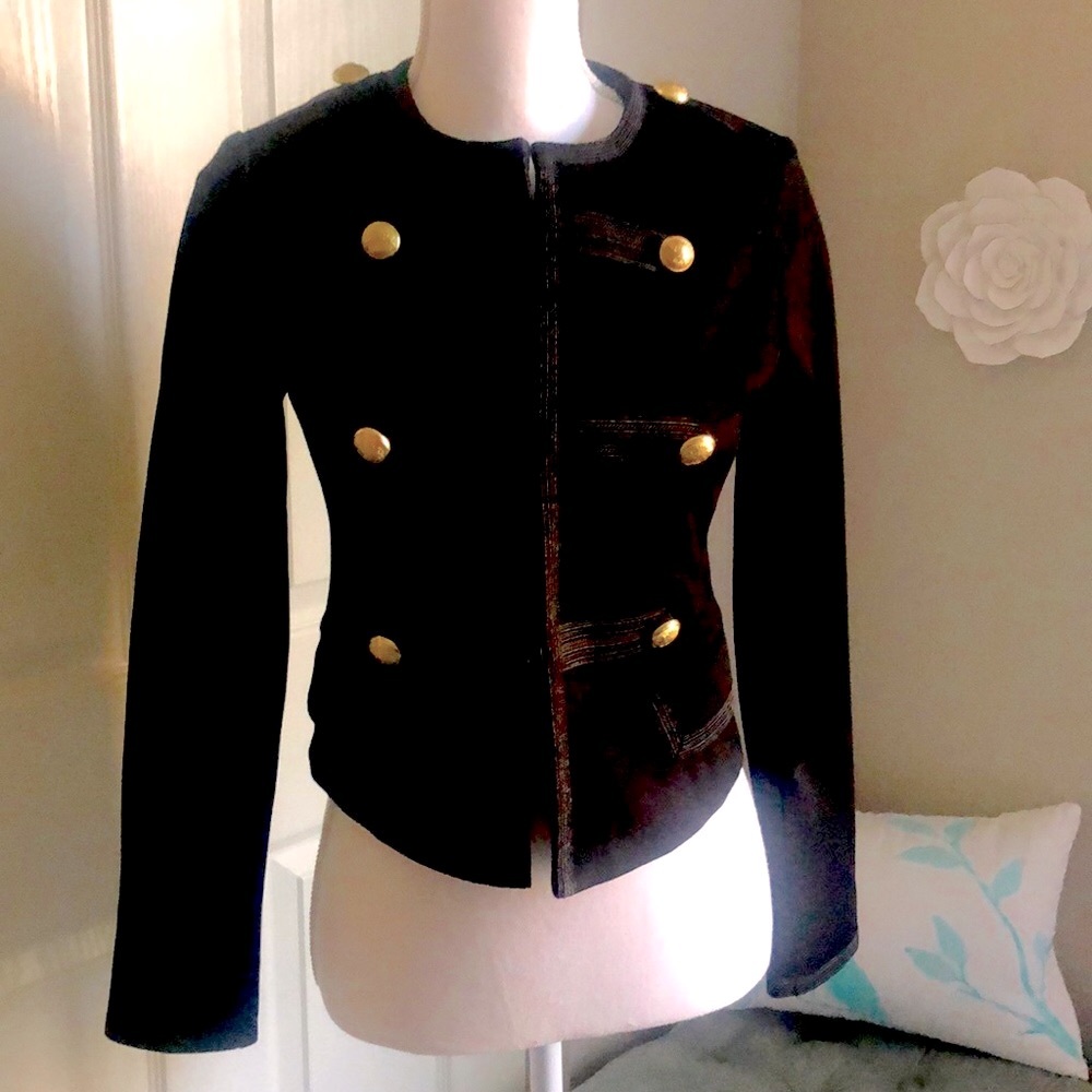 Express NWT Black with Gold Detail Button Jacket